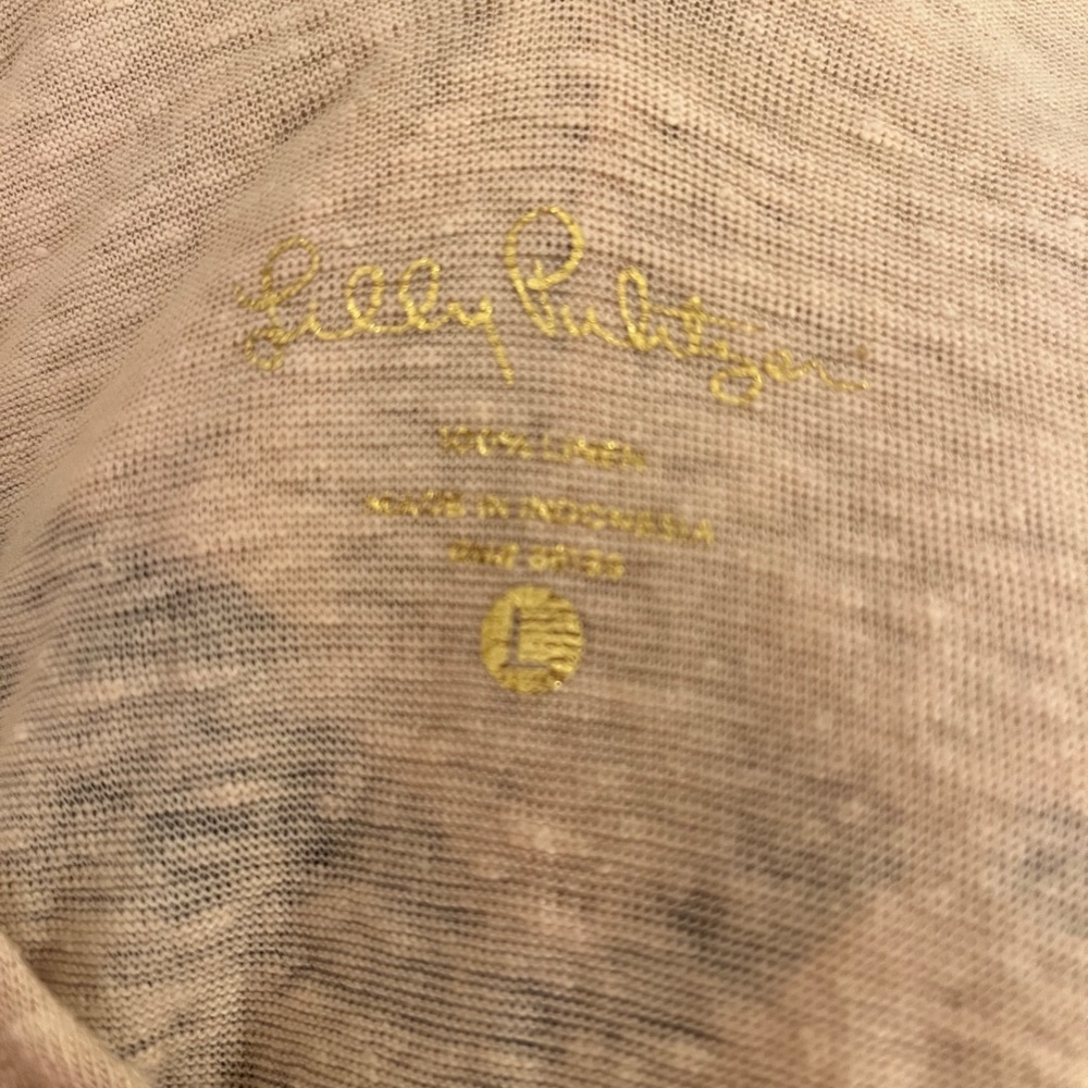 Lilly Pulitzer Gold Linen Ruffle Tank Large - Picture 8 of 10
